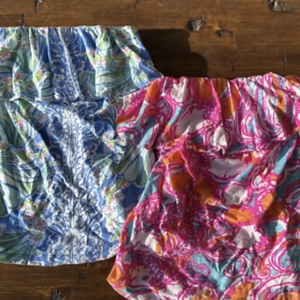 2 GORGEOUS Lilly Wiley Vacation Ruffle Strapless Tops - Picture 3 of 3